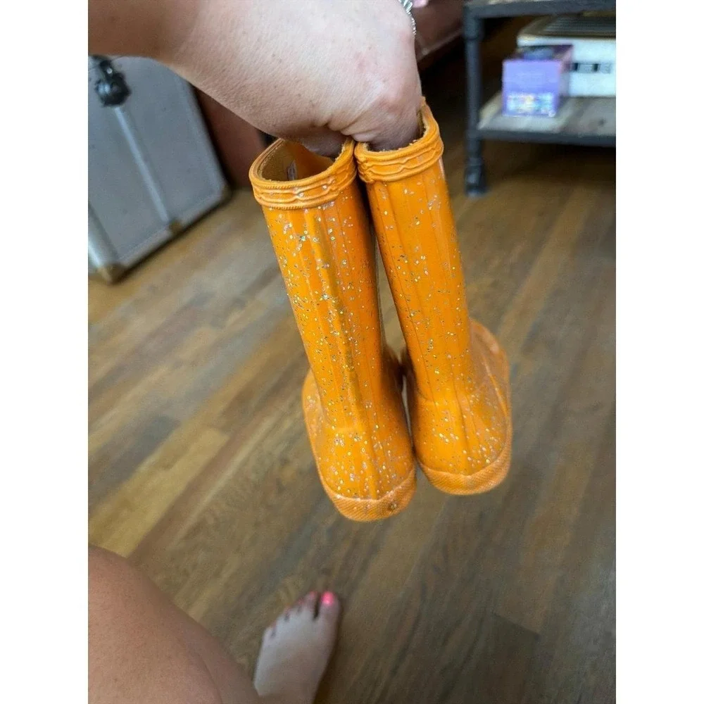 Hunter Kids' Original Giant Glitter Waterproof Rain Boots girls 11-12